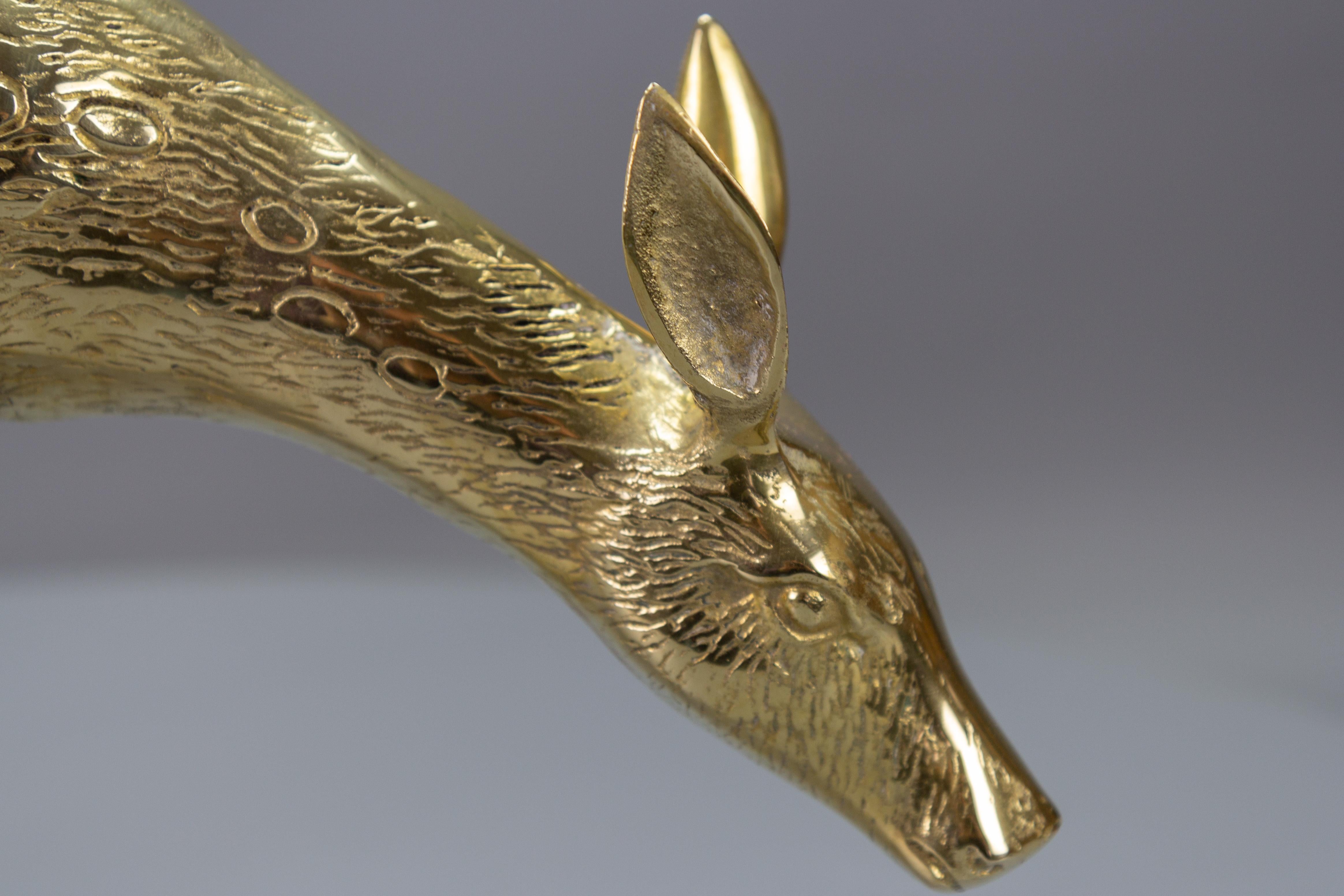 Mid-Century Modern Solid Brass Standing Doe Deer Sculpture For Sale 1