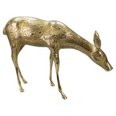 Vintage Mid-Century Modern Solid Brass Standing Doe Deer Sculpture