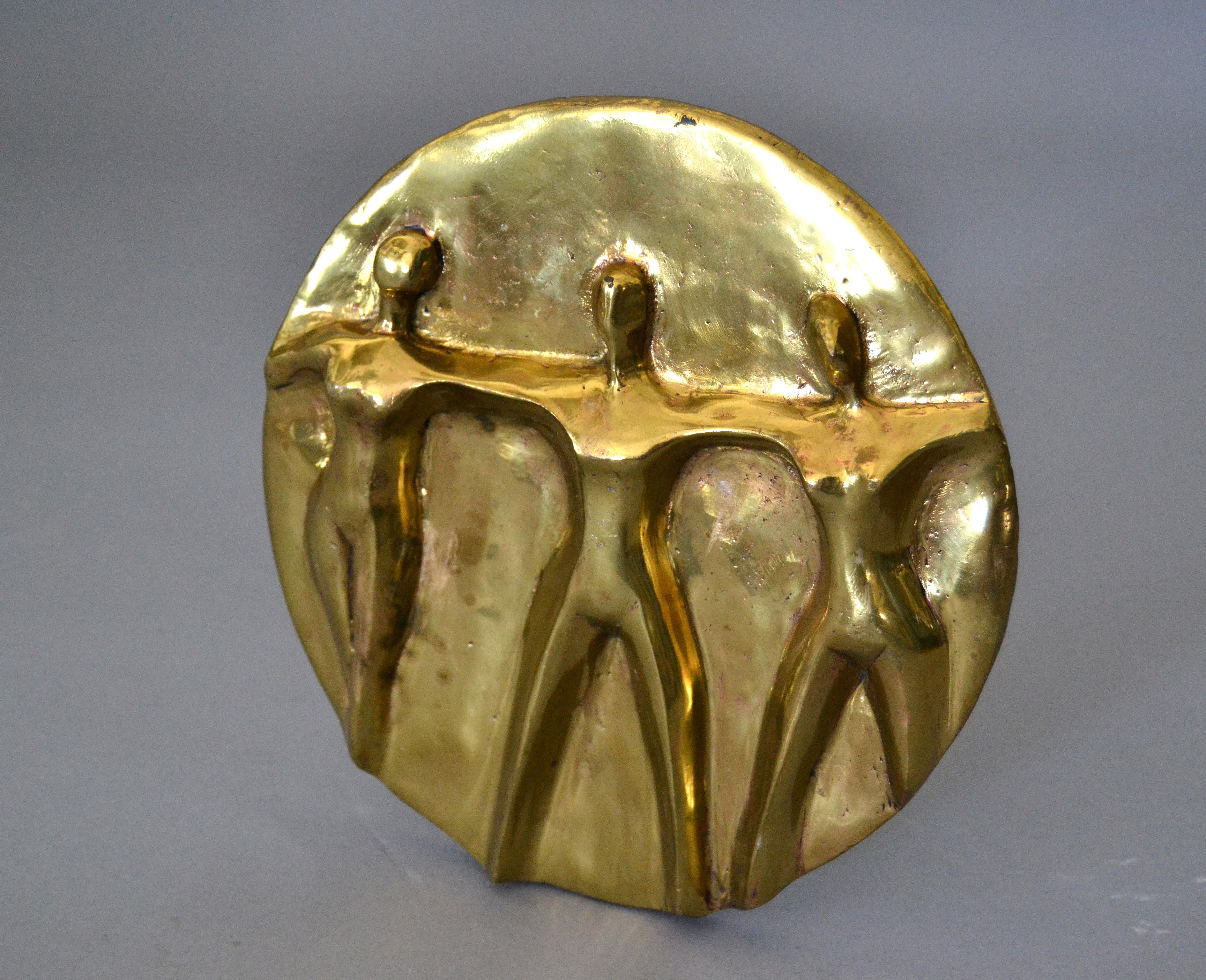 American Mid-Century Modern Solid Bronze Hand-crafted Table Art Sculpture 'Women United' For Sale