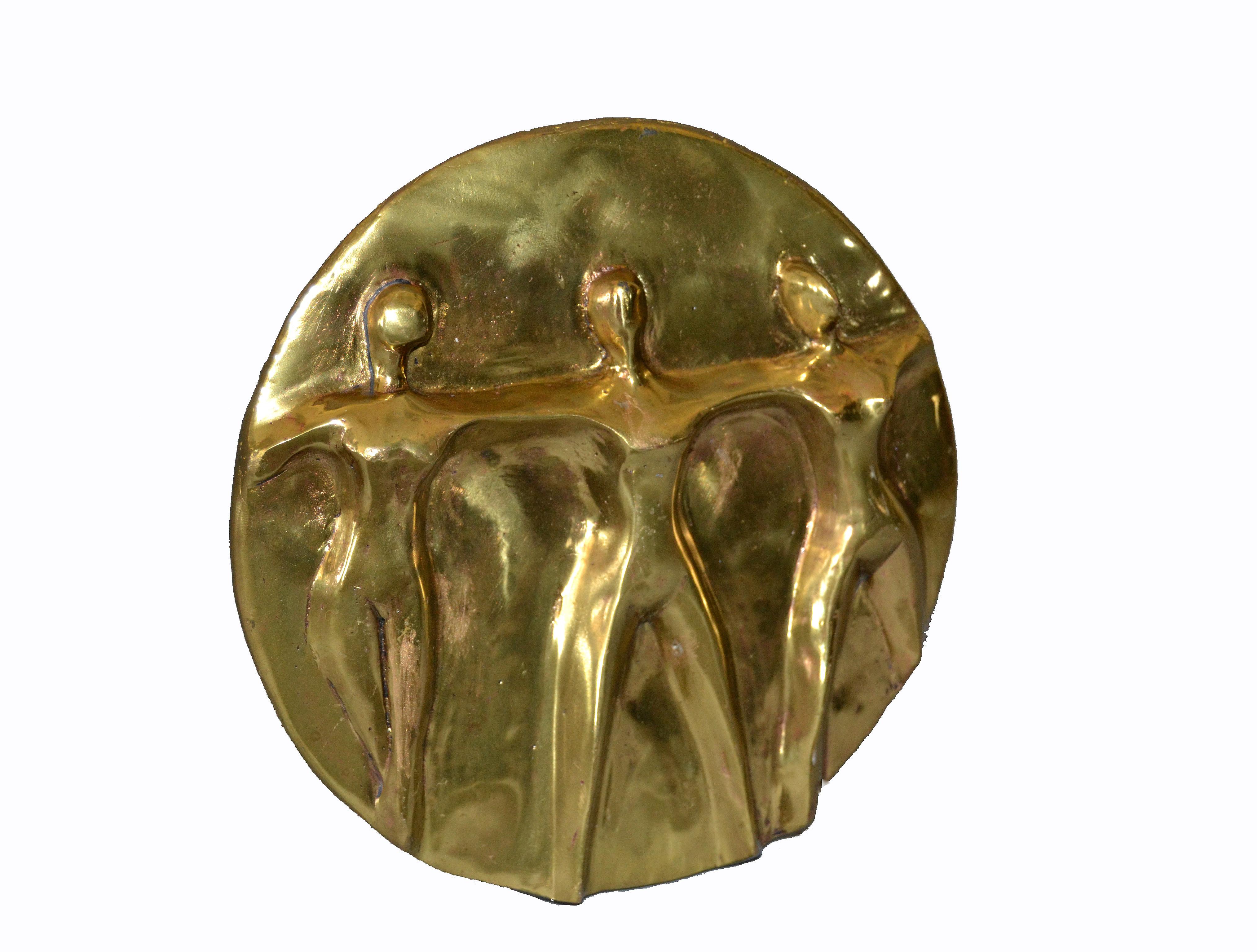 Hand-Crafted Mid-Century Modern Solid Bronze Hand-crafted Table Art Sculpture 'Women United' For Sale