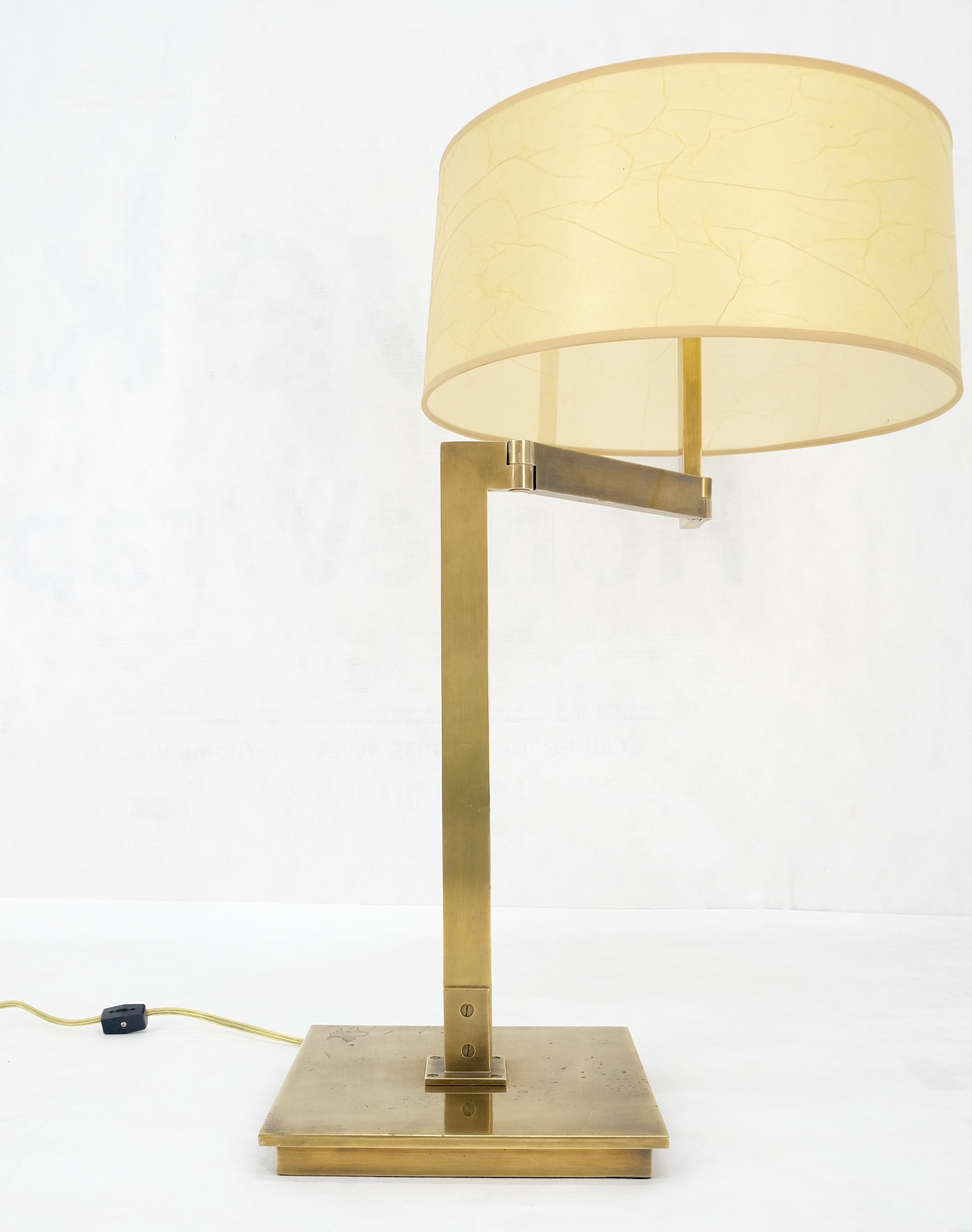 Mid-Century Modern MId Century Modern Solid Bronze or Brass Adjustable Arm Table Lamp w/ Shade MINT For Sale