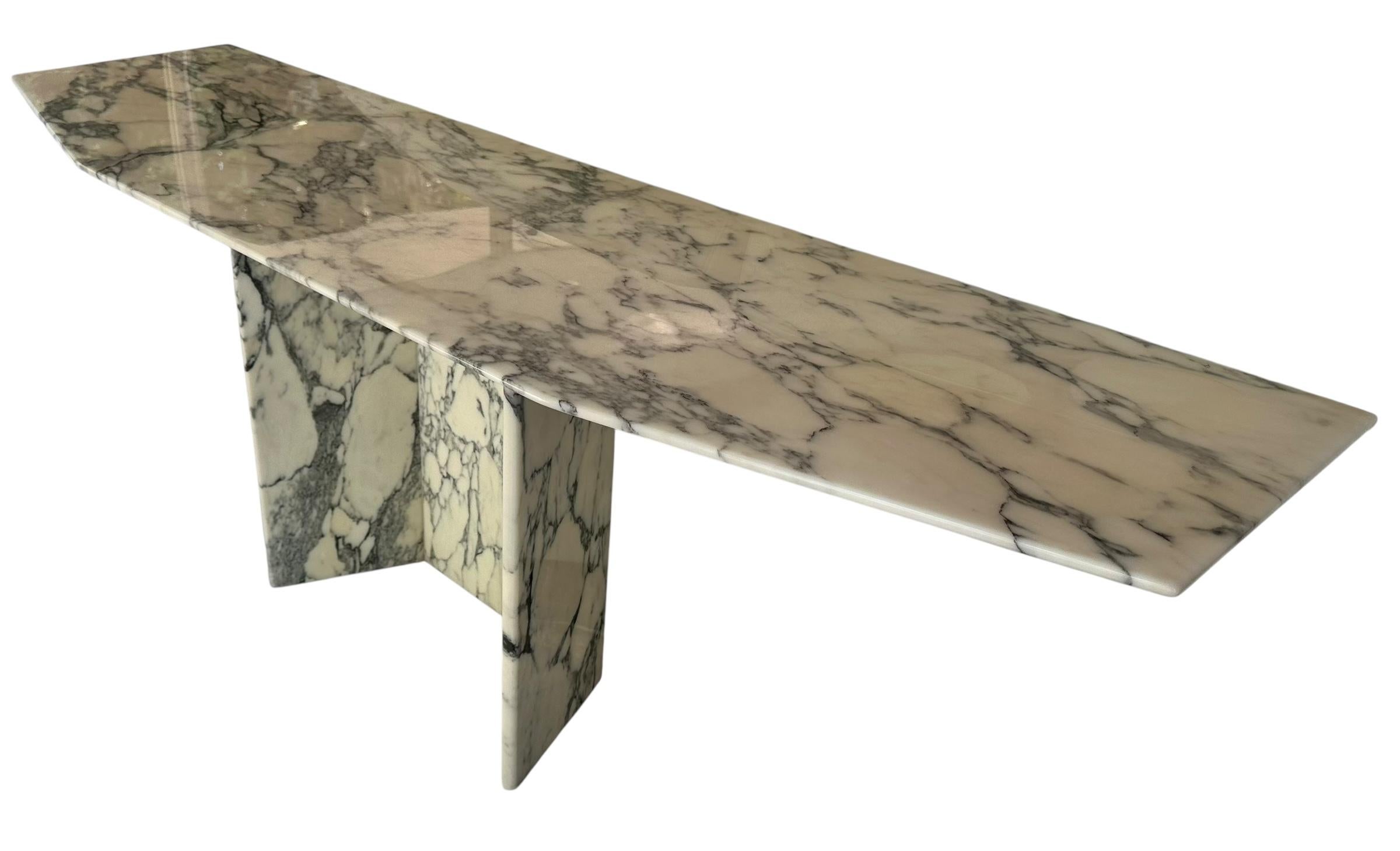 Mid-Century Modern Mid Century Modern Solid Carrera Marble Sofa or Console Table For Sale
