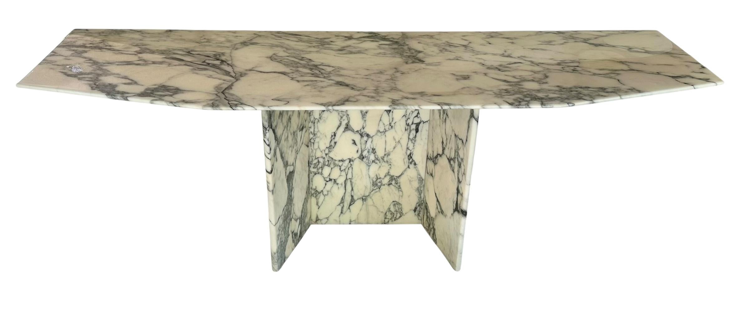 Mid-20th Century Mid Century Modern Solid Carrera Marble Sofa or Console Table For Sale
