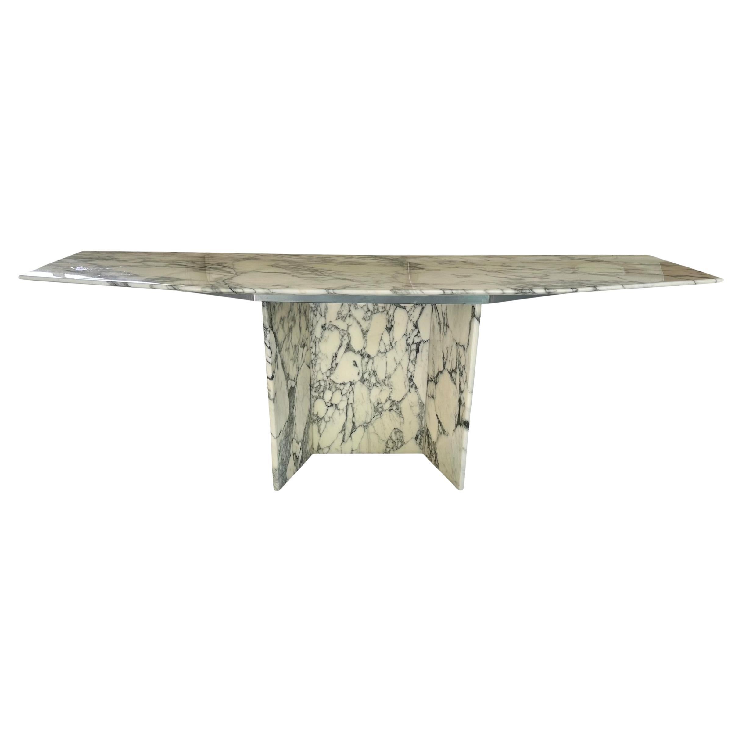 Mid Century Modern Solid Carrera Marble Sofa or Console Table For Sale