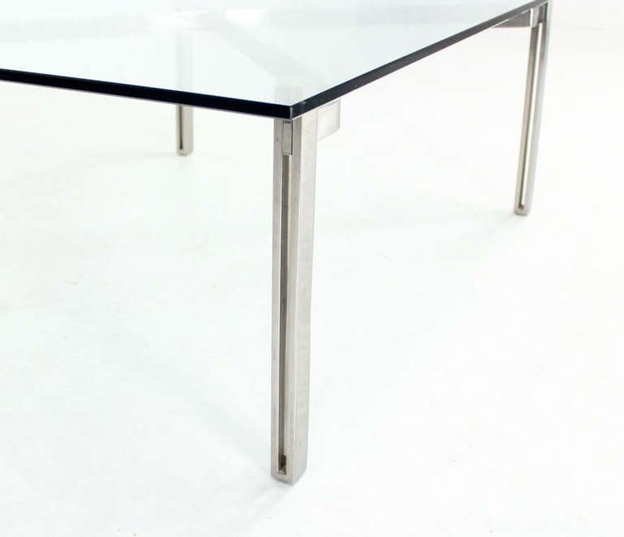 American Mid-Century Modern Solid Chrome and Glass-Top Coffee Table style of Kjaerholm For Sale
