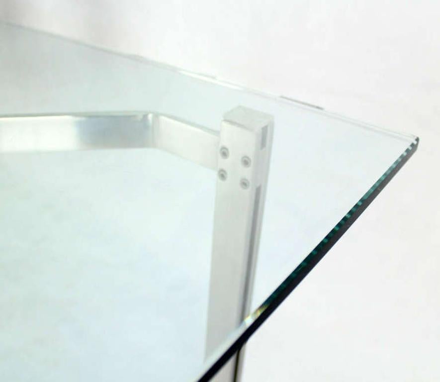20th Century Mid-Century Modern Solid Chrome and Glass-Top Coffee Table style of Kjaerholm For Sale