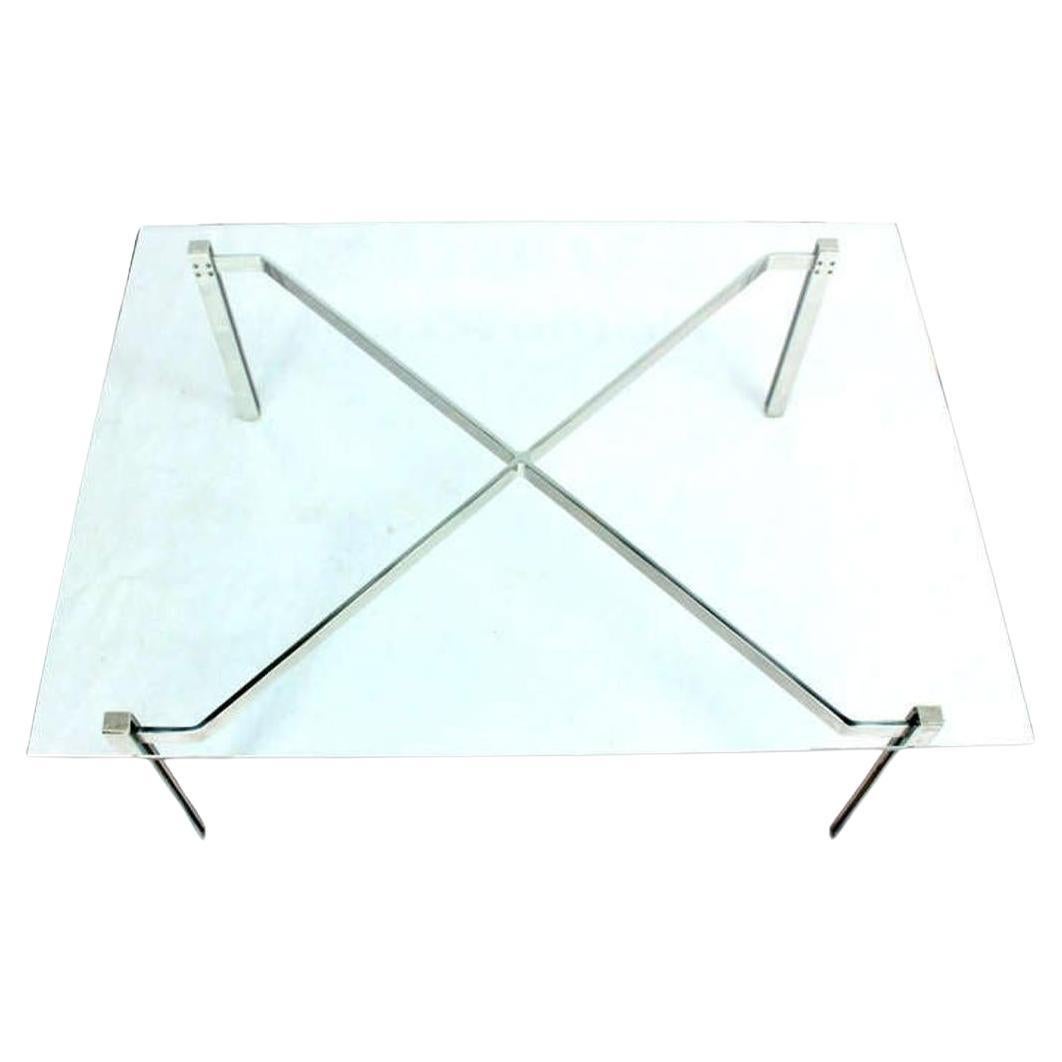 Mid-Century Modern Solid Chrome and Glass-Top Coffee Table style of Kjaerholm For Sale