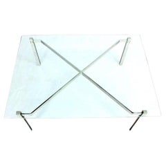 Vintage Mid-Century Modern Solid Chrome and Glass-Top Coffee Table style of Kjaerholm