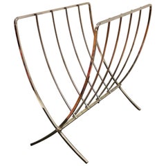 Mid-Century Modern Solid Chrome Folding Magazine Rack