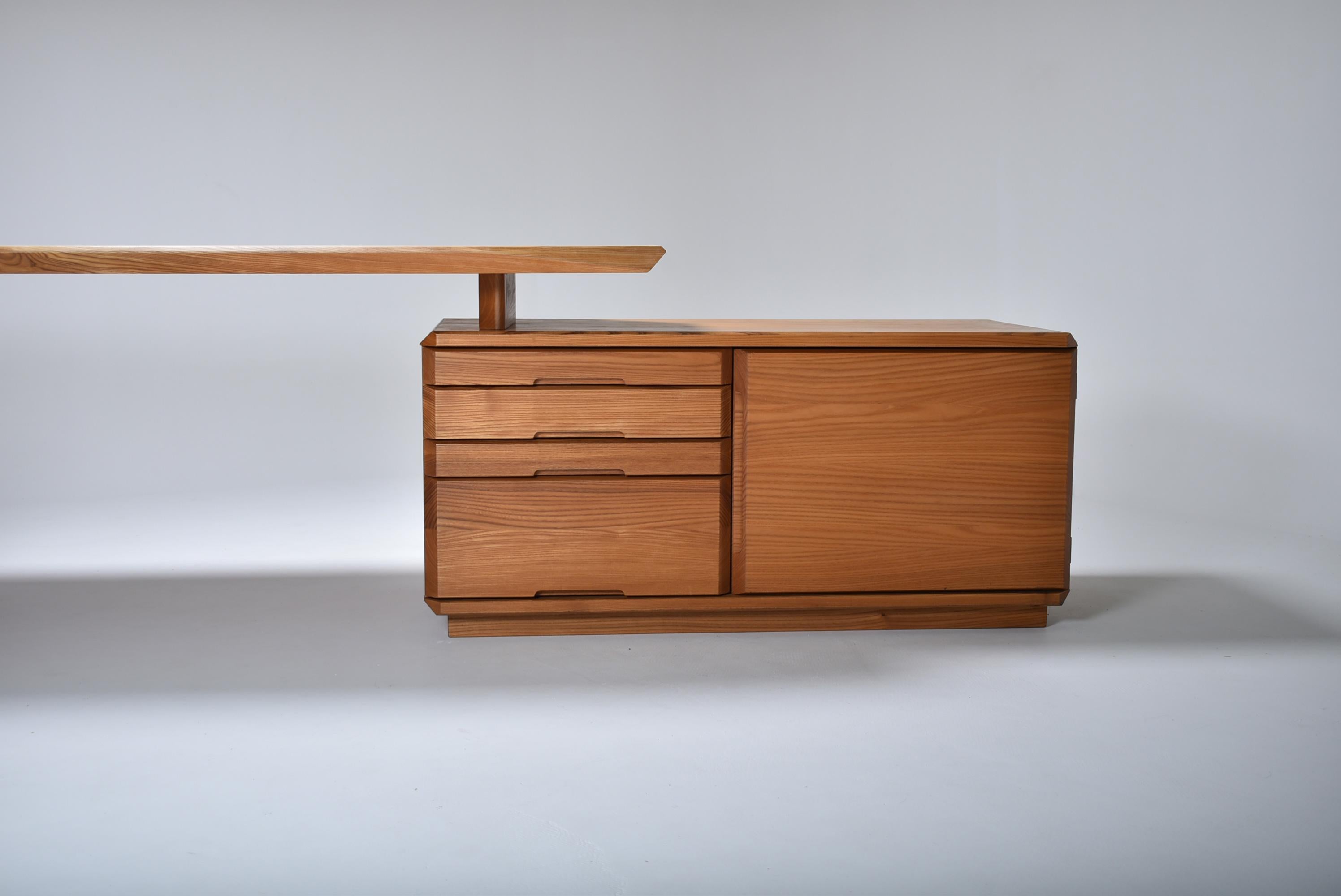 Mid-Century Modern Solid Elm Desk B 40 by Pierre Chapo, France, 1980 3
