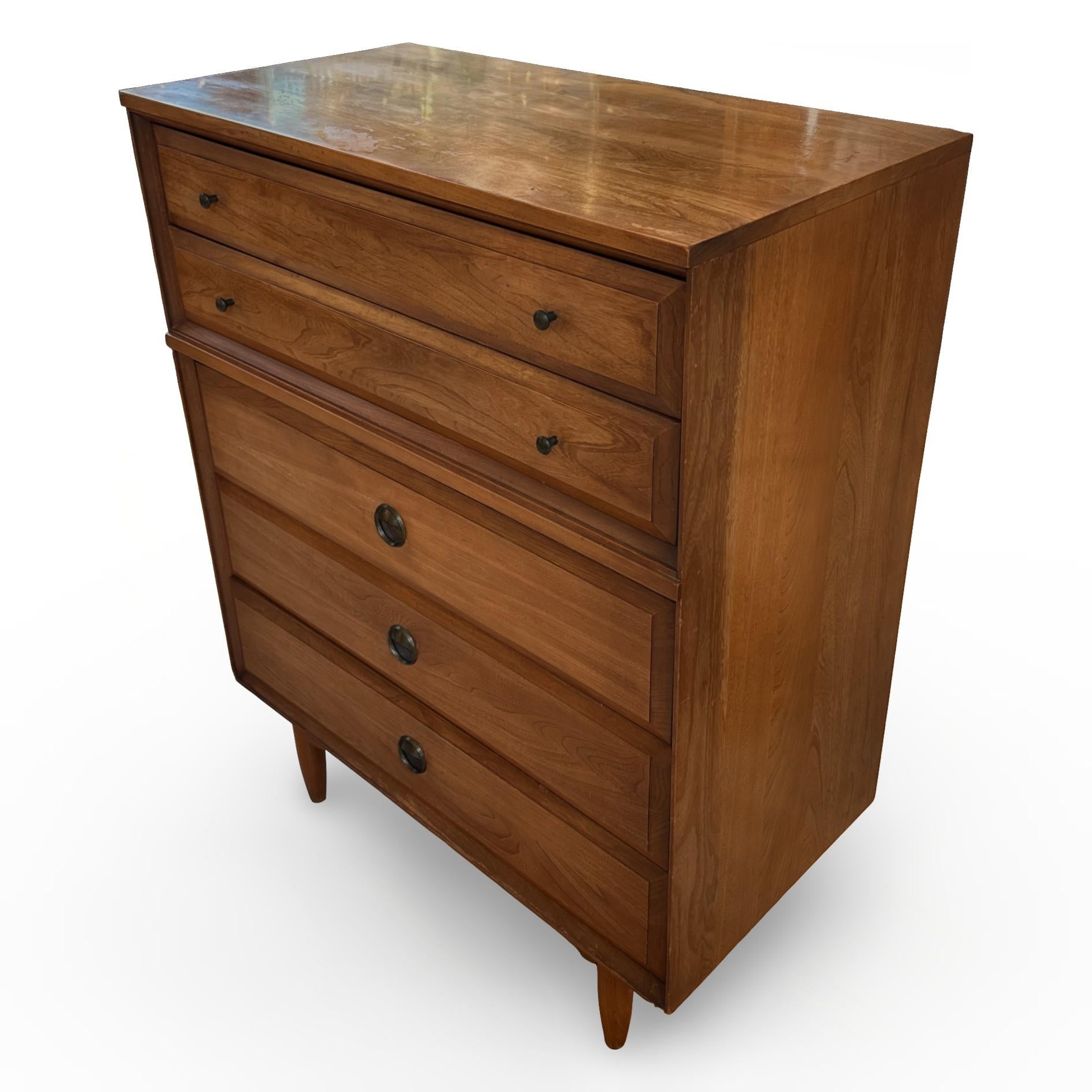 American Mid-Century Modern Solid Elm Dresser by L.A. Period Furniture