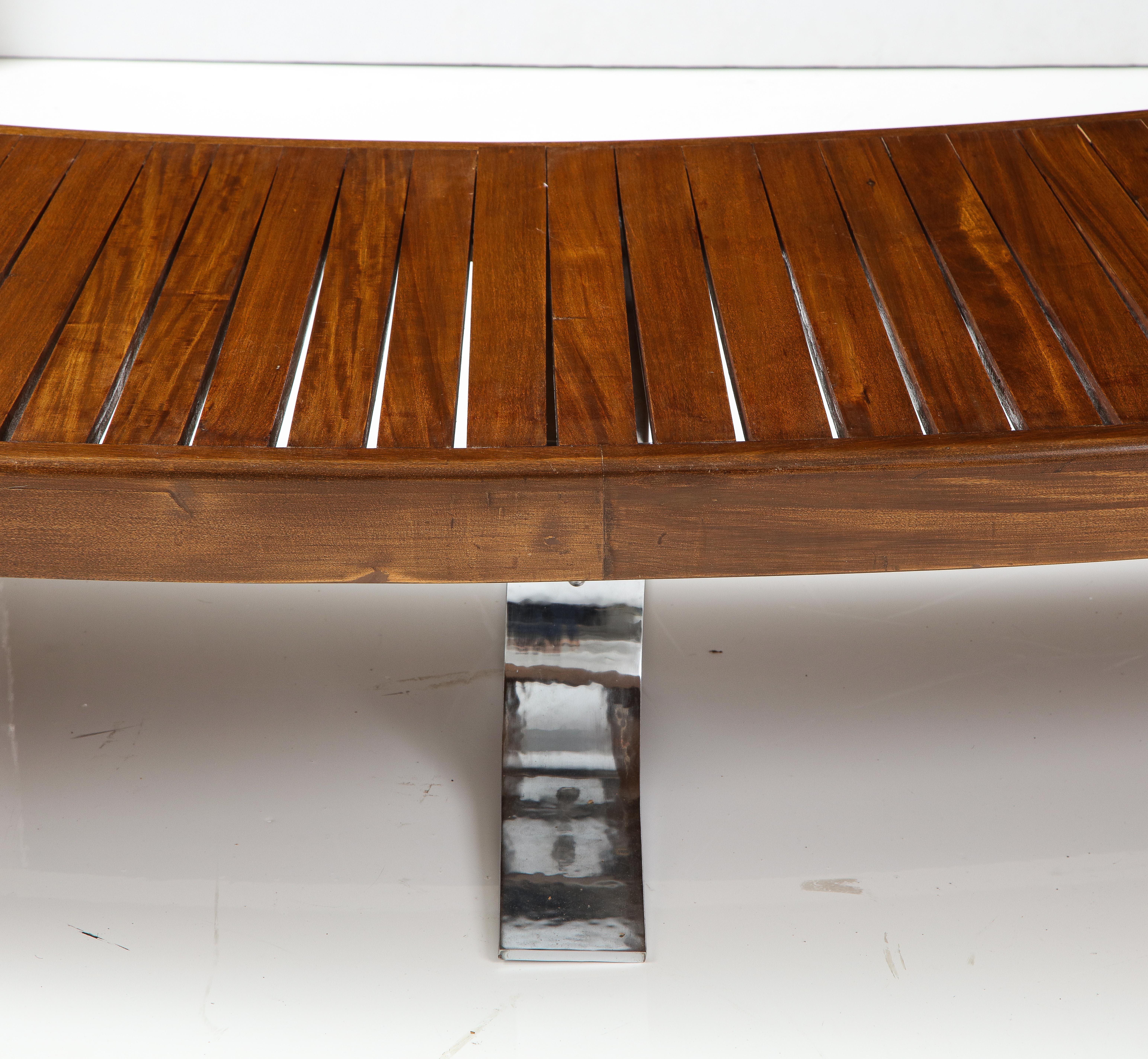 Mid-Century Modern Solid Hardwood Curved Slat Bench by Forma Brazil, 1960's 1