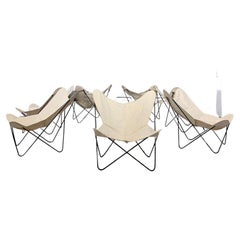 Mid-Century Modern Solid Iron Butterfly Canvas Chair