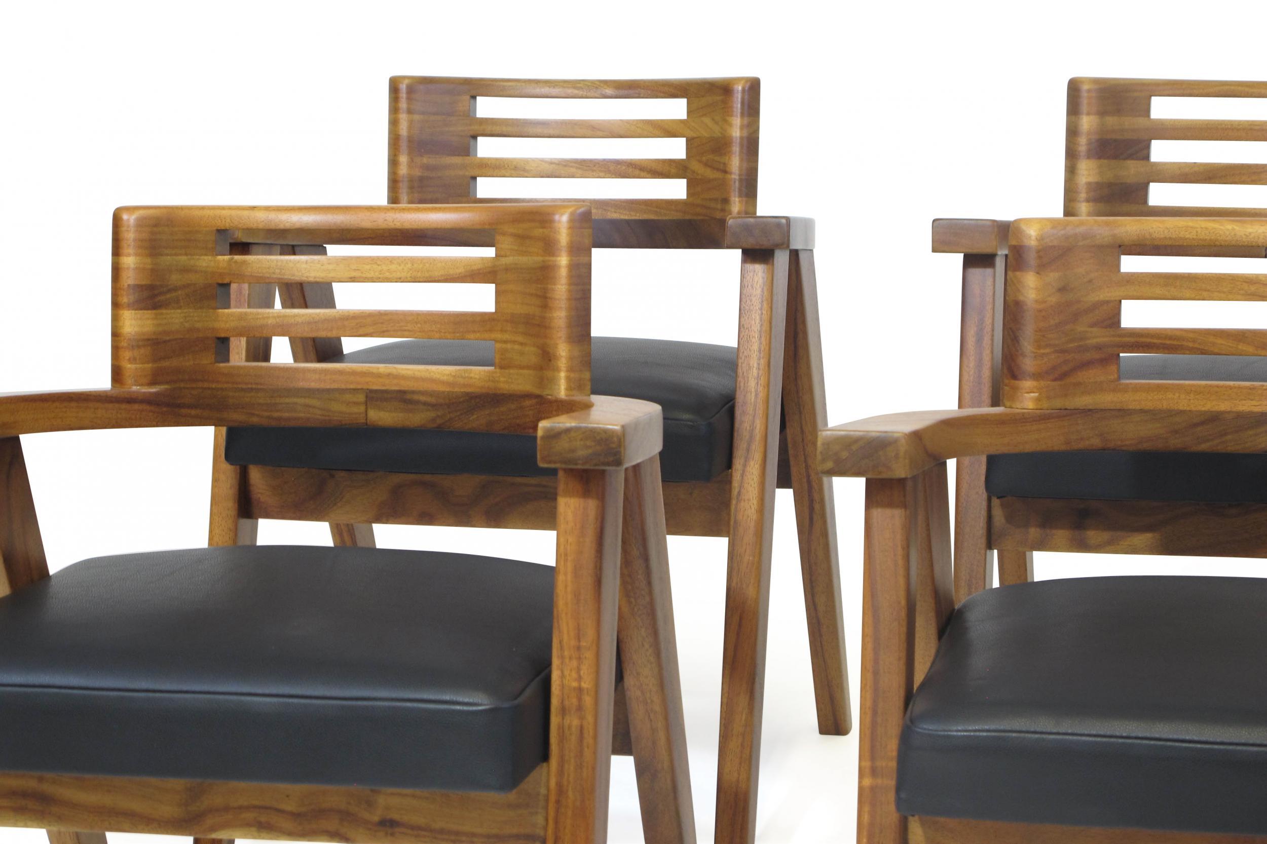 Mid-Century Modern Solid Koa Dining Chairs In Excellent Condition In Oakland, CA