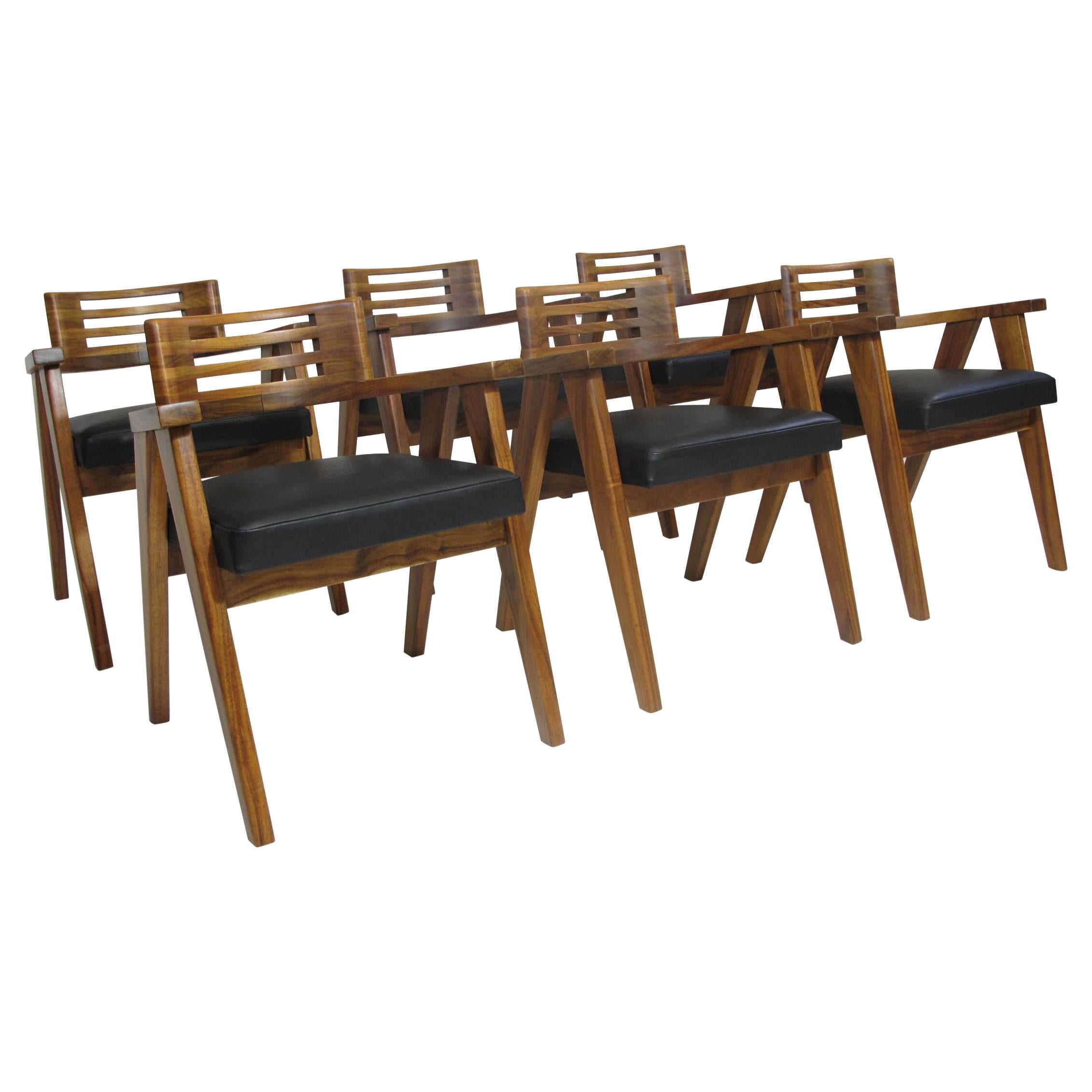 Mid-Century Modern Solid Koa Dining Chairs