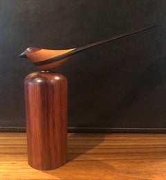 Mid-Century Modern Solid Mixed Woods Hand Carved Bird Sculpture