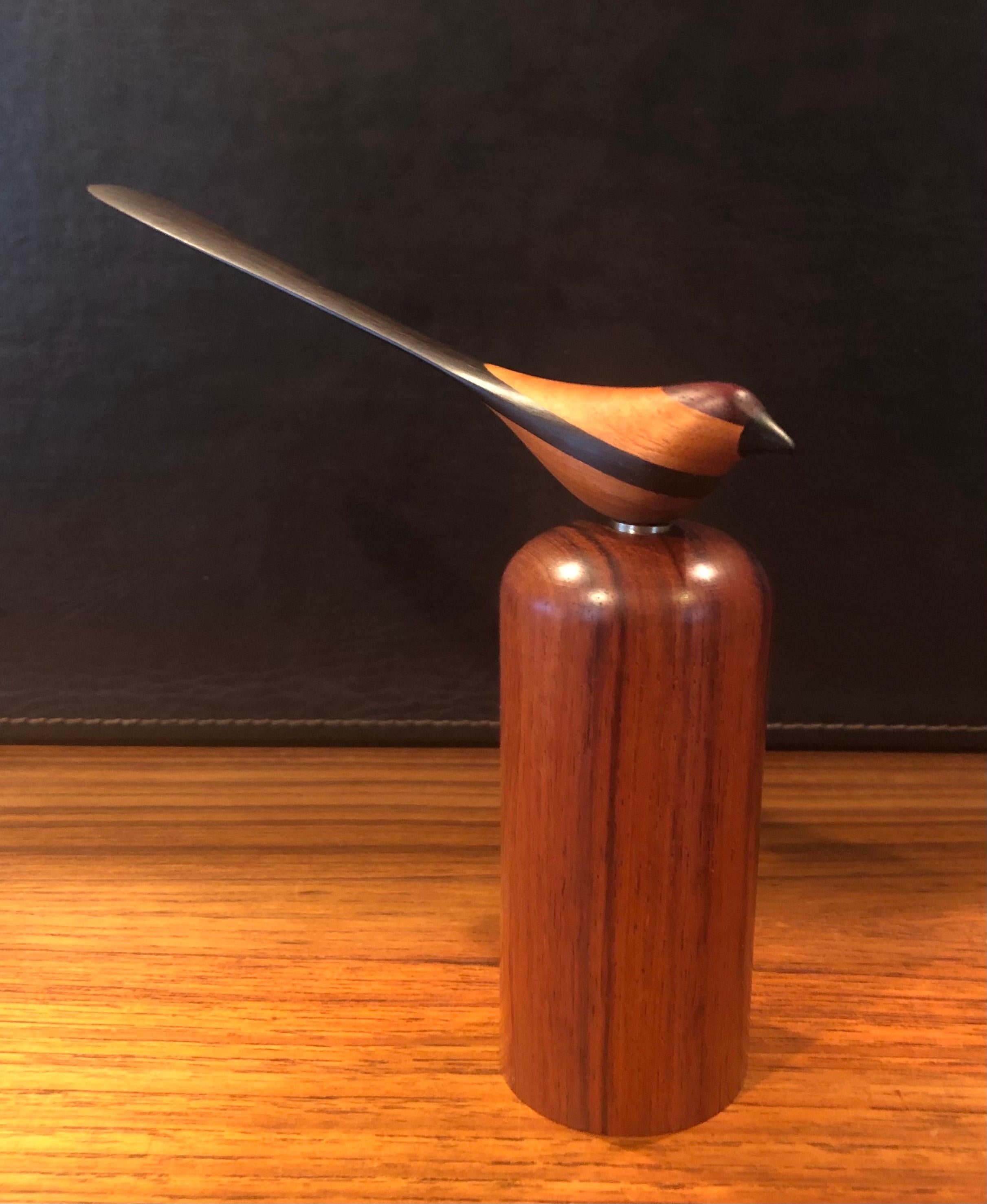 Mid-Century Modern Solid Mixed Woods Hand Carved Bird Sculpture In Good Condition For Sale In San Diego, CA