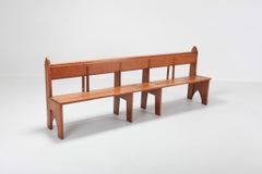 Mid-Century Modern Solid Oak Bench Wabi Sabi Style