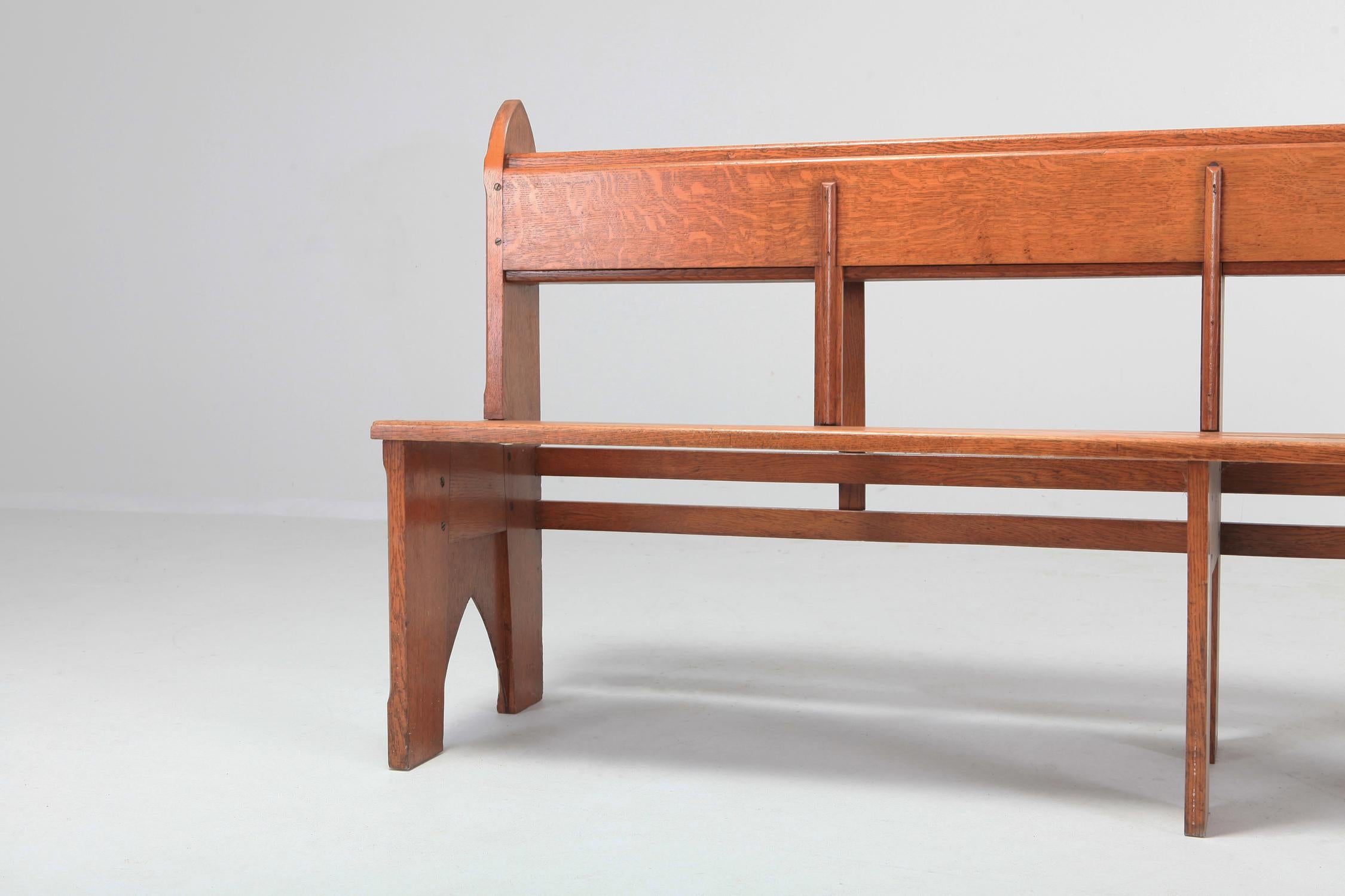 Mid-20th Century Mid-Century Modern Solid Oak Bench Wabi Sabi Style