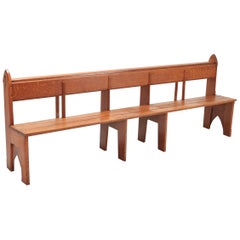 Mid-Century Modern Solid Oak Bench Wabi Sabi Style