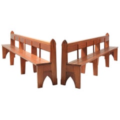 Mid-Century Modern Solid Oak Large Bench Wabi Sabi Style
