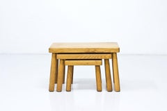 Mid-Century Modern Solid Oak Nesting Tables, Belgium