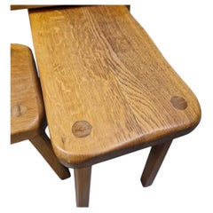 Mid-Century-Modern-Stapeltische aus massiver Eiche, Frankreich, 1960er Jahre