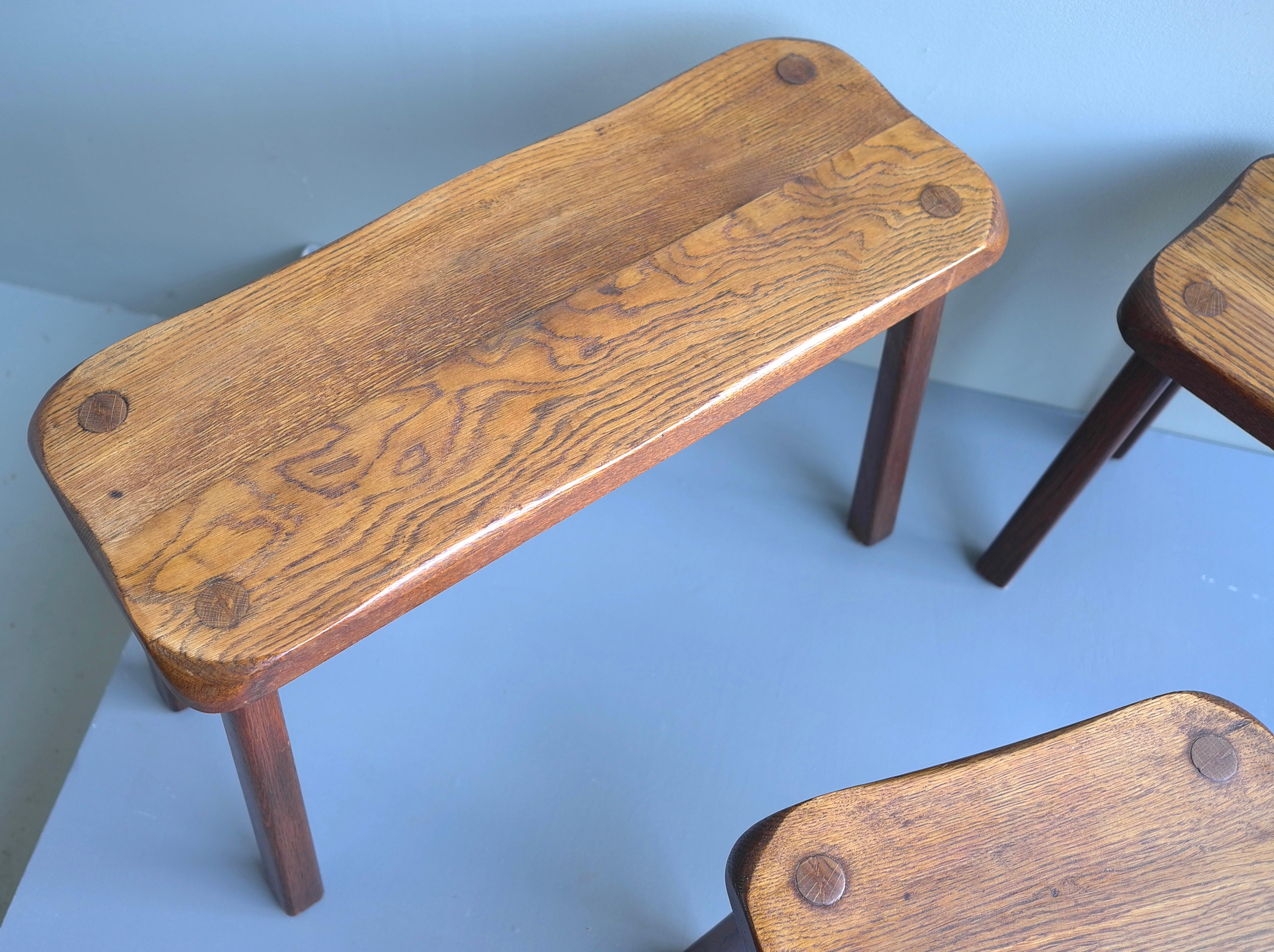 Mid-Century Modern Solid Oak Nesting Tables, France 1960's For Sale 2