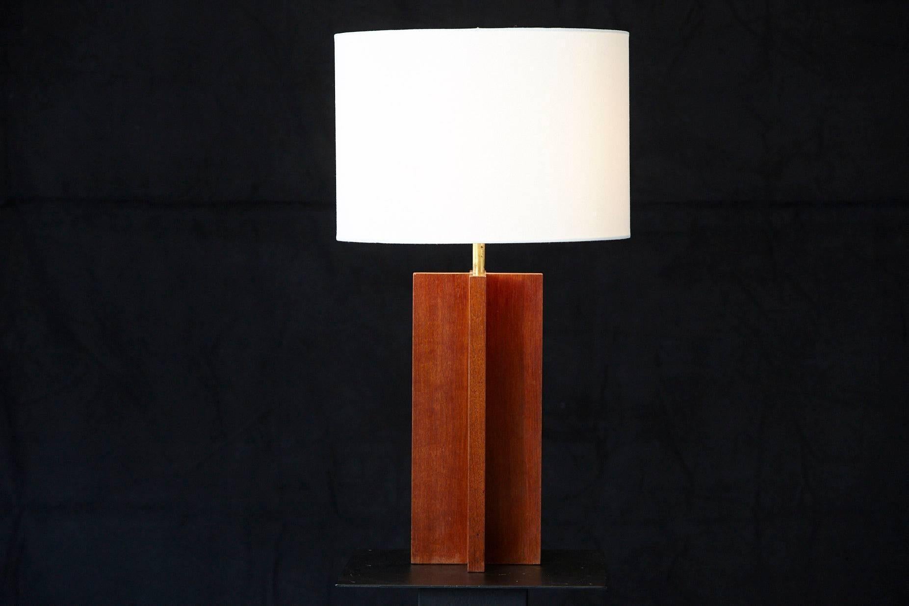 Mid-Century Modern Solid Oak Table Lamp, 1960s In Good Condition For Sale In Aramits, Nouvelle-Aquitaine