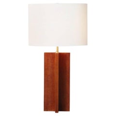 Mid-Century Modern Solid Oak Table Lamp, 1960s