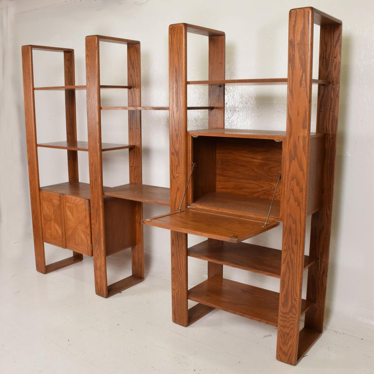 MidCentury Modern Solid Oak Wood Wall Unit by Lou Hodges at 1stDibs lou hodges wall unit