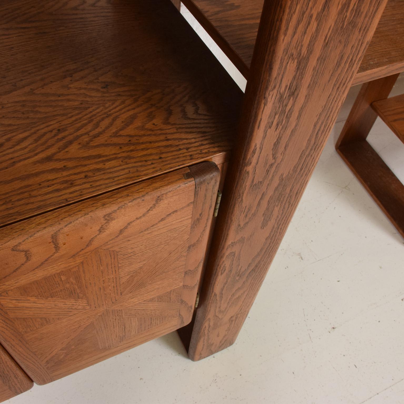 Late 20th Century Mid-Century Modern Solid Oak Wood Wall Unit by Lou Hodges