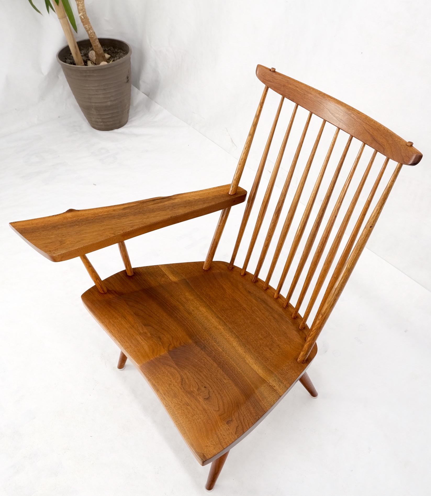 Mid-Century Modern Solid Oiled Walnut George Nakashima Slab-Arm Lounge Chair 7