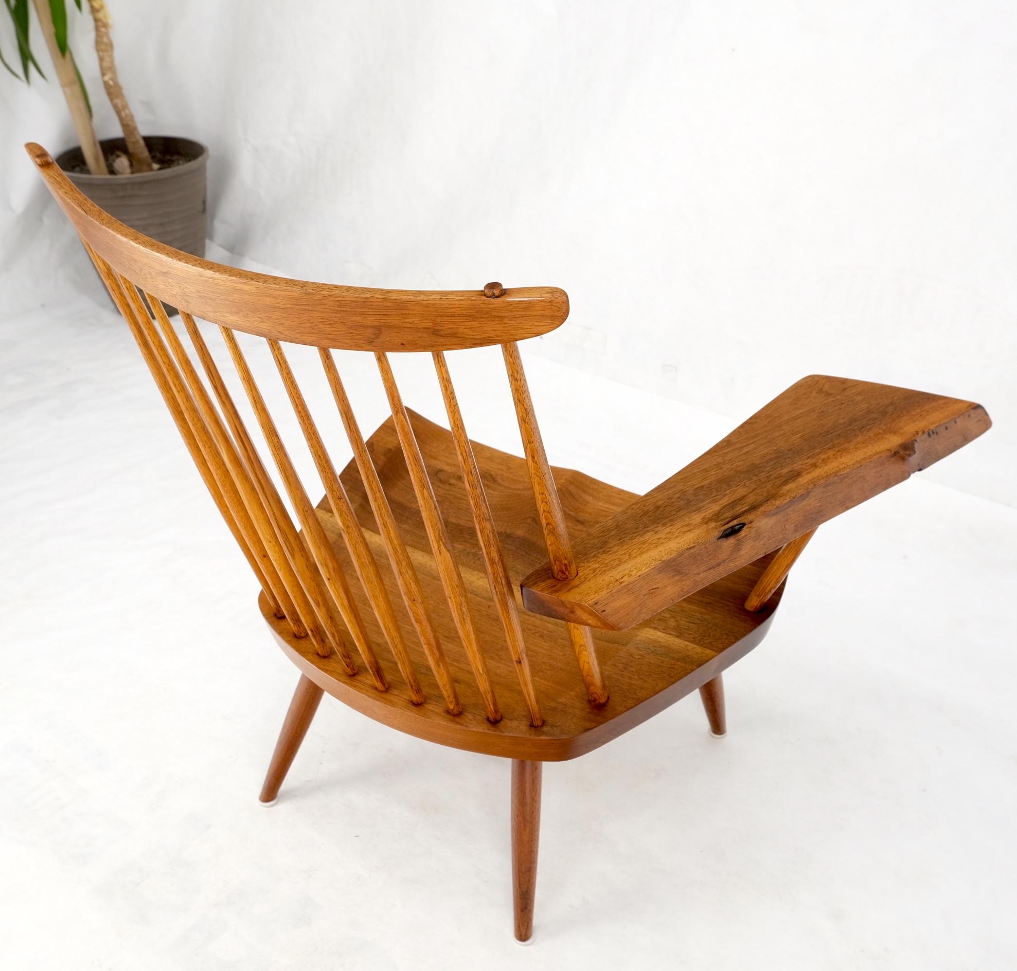 Mid-Century Modern Solid Oiled Walnut George Nakashima Slab-Arm Lounge Chair 10