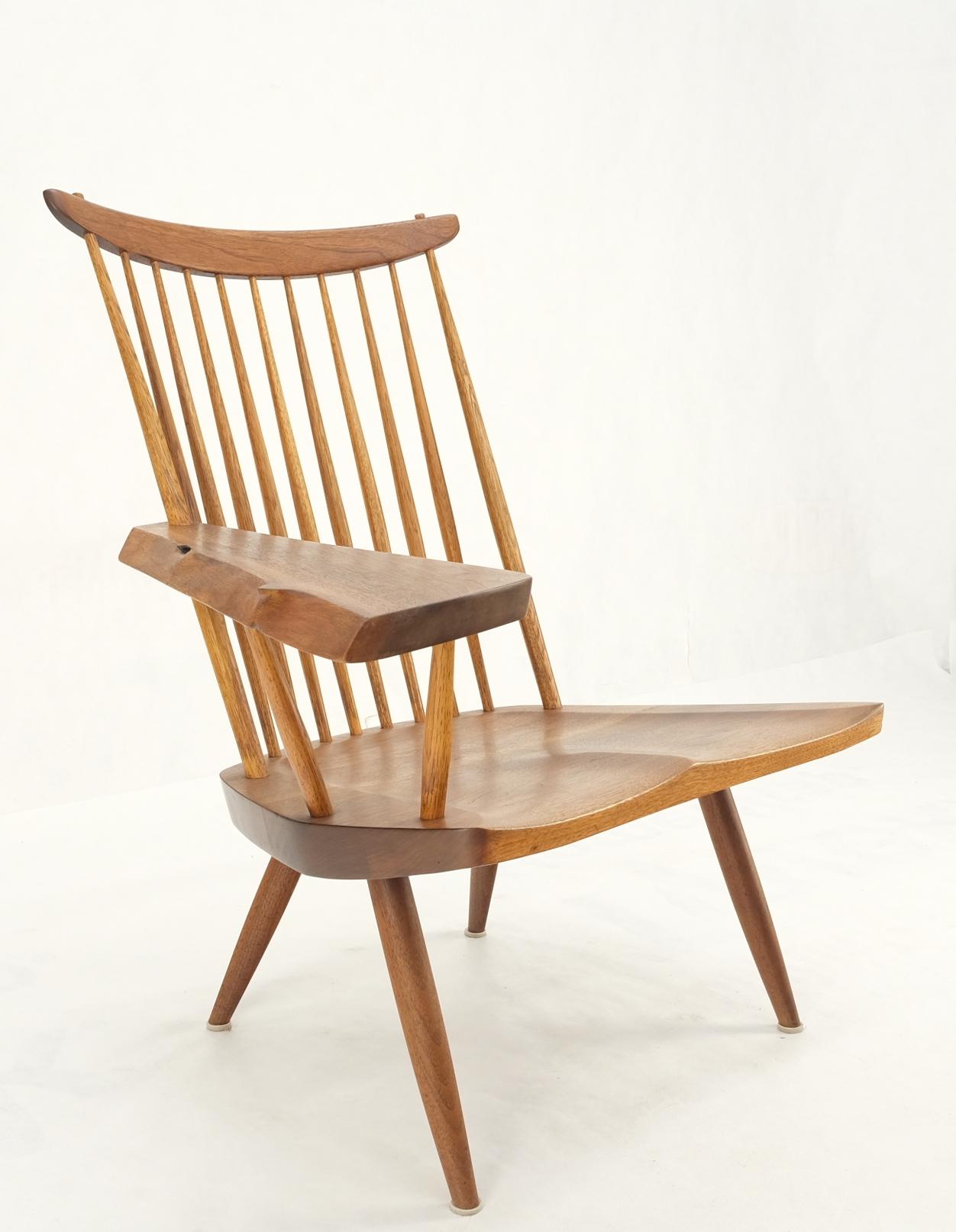 Mid-Century Modern Solid Oiled Walnut George Nakashima Slab-Arm Lounge Chair For Sale 13
