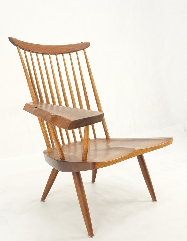 Mid-Century Modern Solid Oiled Walnut George Nakashima Slab-Arm Lounge Chair For Sale 14