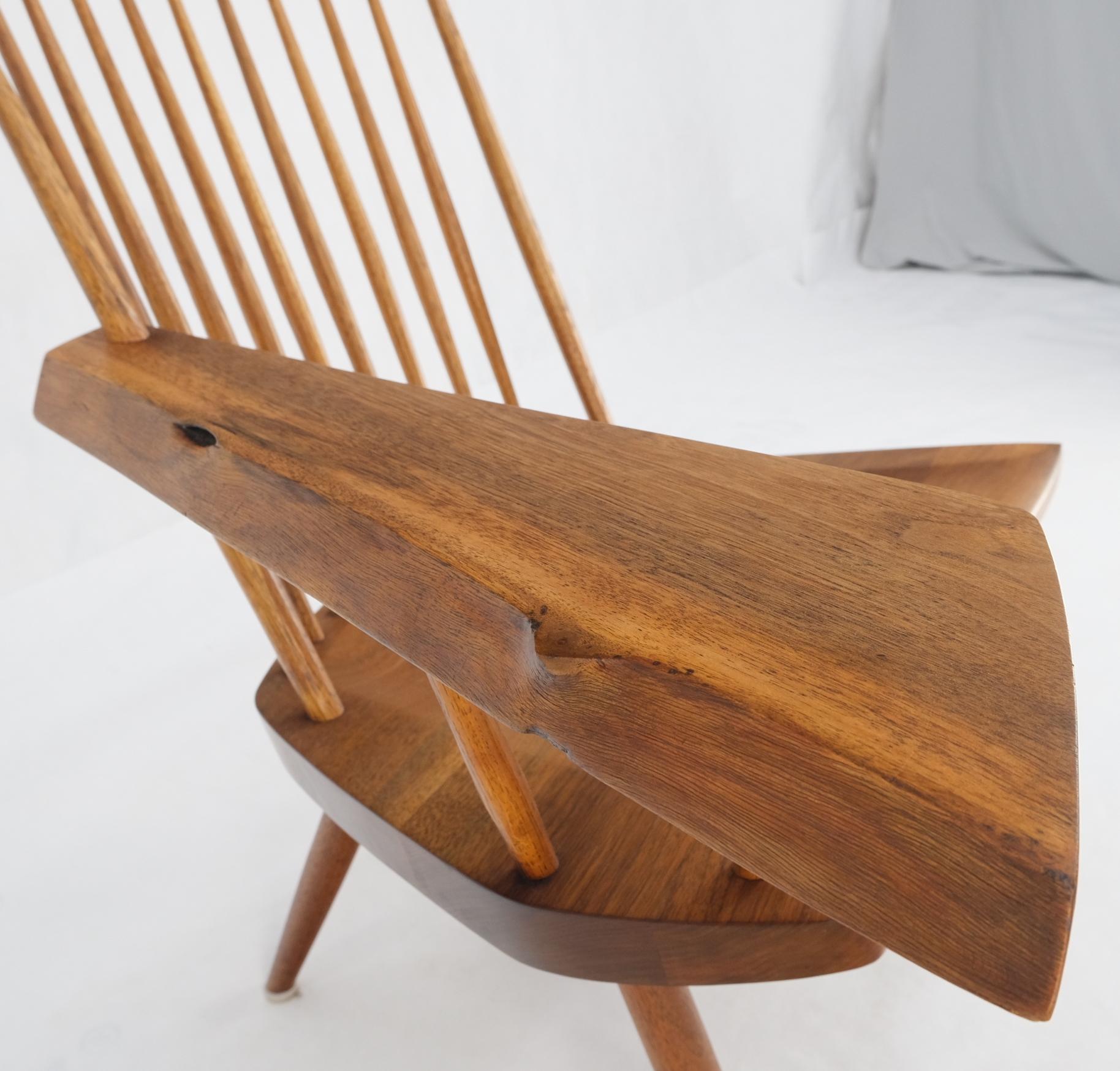 Mid-Century Modern Solid Oiled Walnut George Nakashima Slab-Arm Lounge Chair 14