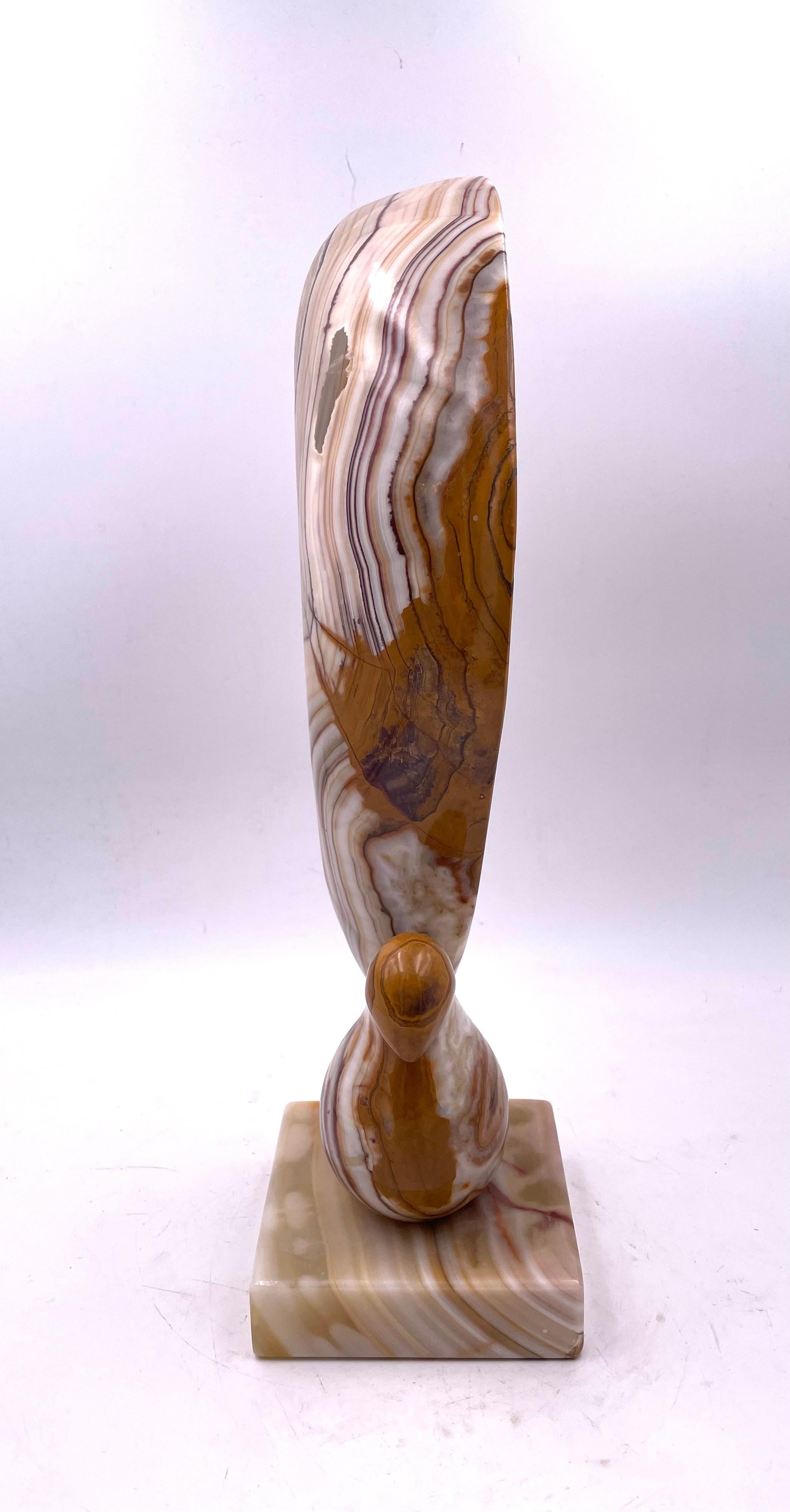 American Mid-Century Modern Solid Onyx Abstract Bird Sculpture For Sale