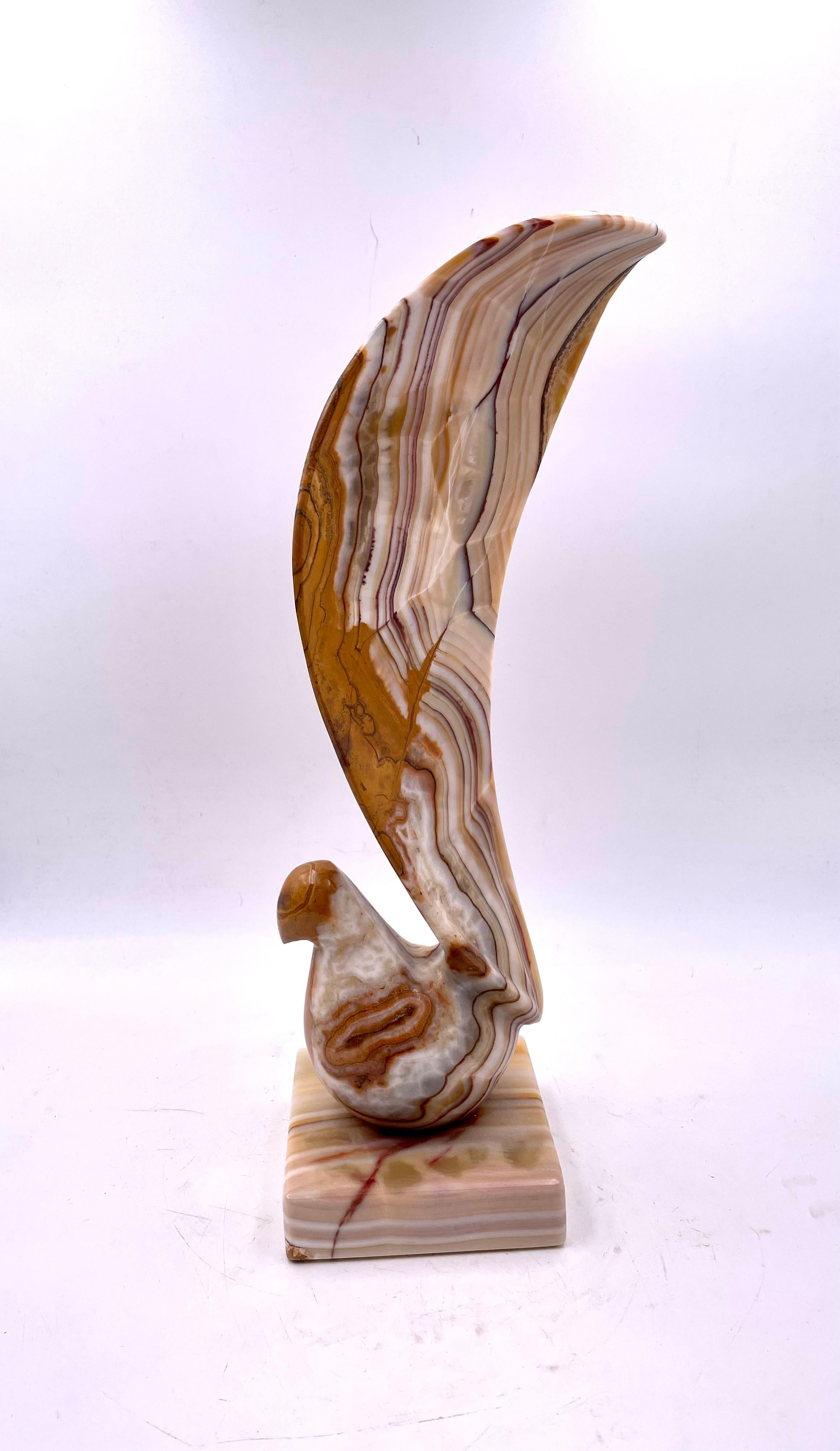 Mid-Century Modern Solid Onyx Abstract Bird Sculpture For Sale 1