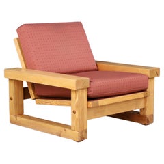 Mid-Century Modern Solid Pine Lounge Chair, France, 1970s