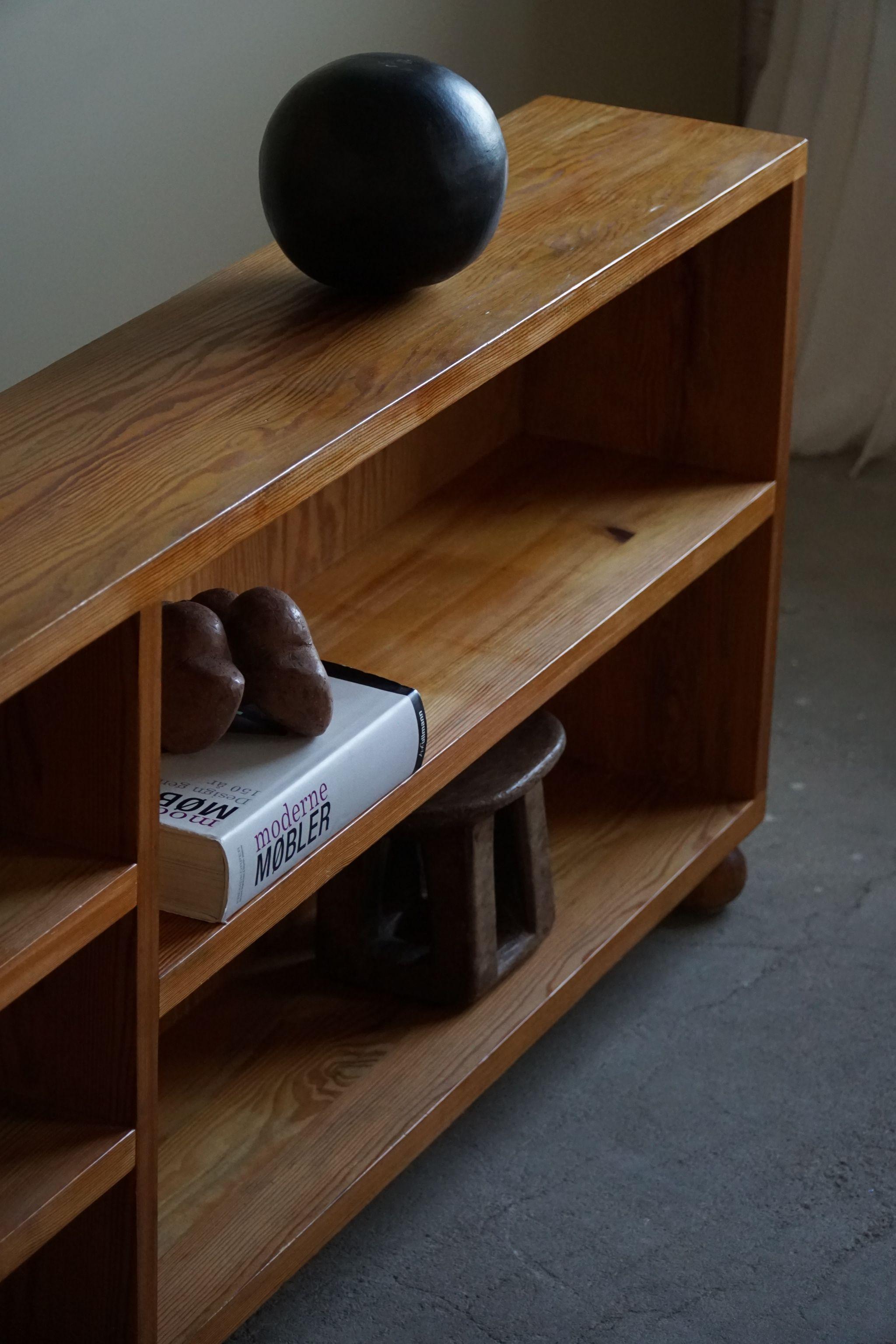 Hand-Crafted Mid Century Modern, Solid Pine Shelf, Made by A Danish Cabinetmaker, 1970s