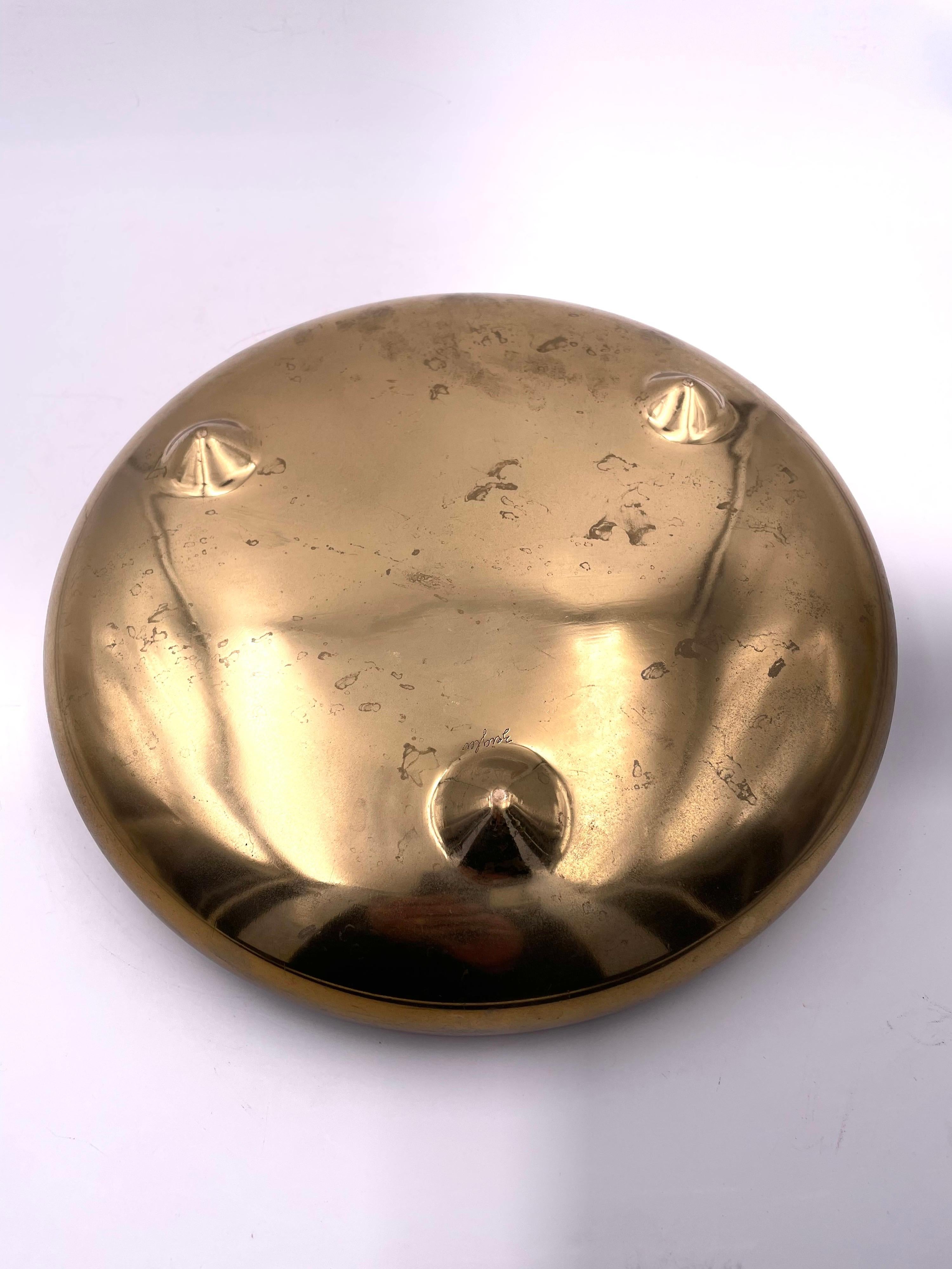 North American Mid-Century Modern Solid Polished Brass Bowl Catch it All