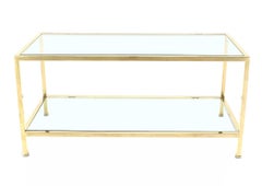 Mid Century Modern Solid Polished Brass  Square Tube Rectangular Coffee Table