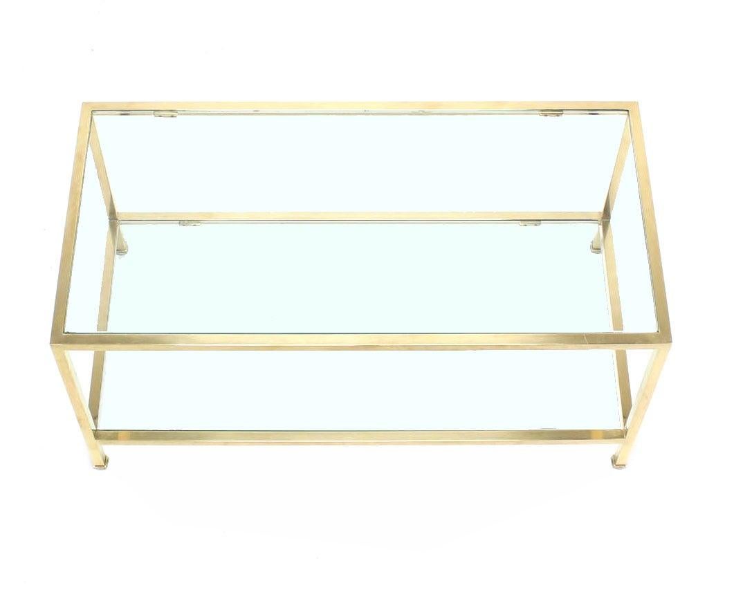 Mid-Century Modern Mid Century Modern Solid Polished Brass  Square Tube Rectangular Coffee Table For Sale