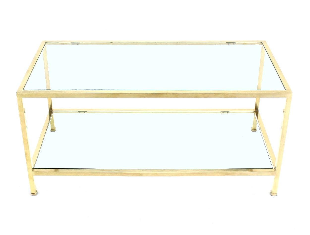 Mid Century Modern Solid Polished Brass  Square Tube Rectangular Coffee Table For Sale 2