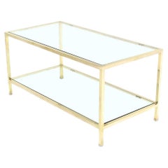 Vintage Mid Century Modern Solid Polished Brass  Square Tube Rectangular Coffee Table