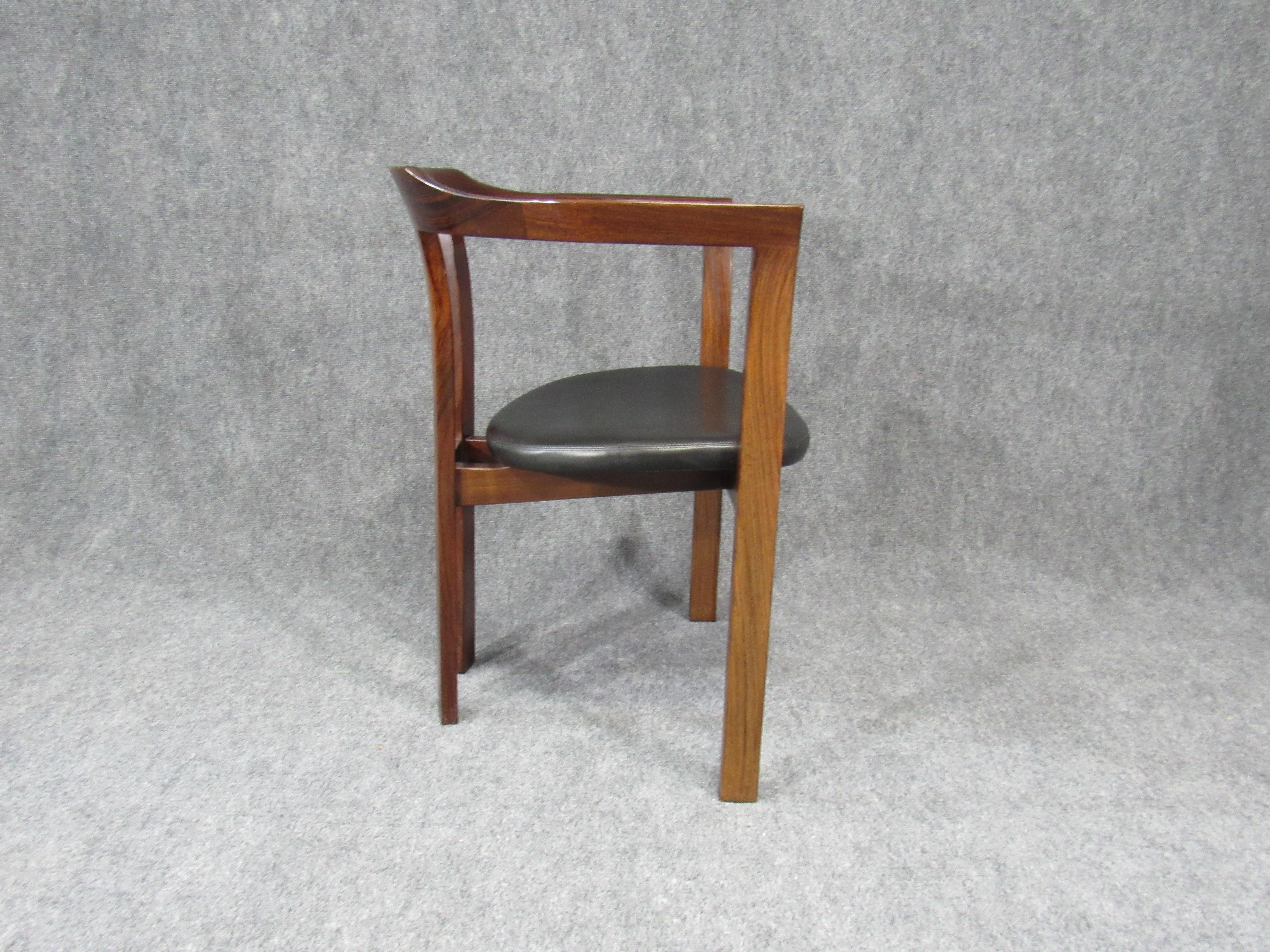 Mid-Century Modern Solid Rosewood Armchair Chair In Good Condition In Belmont, MA
