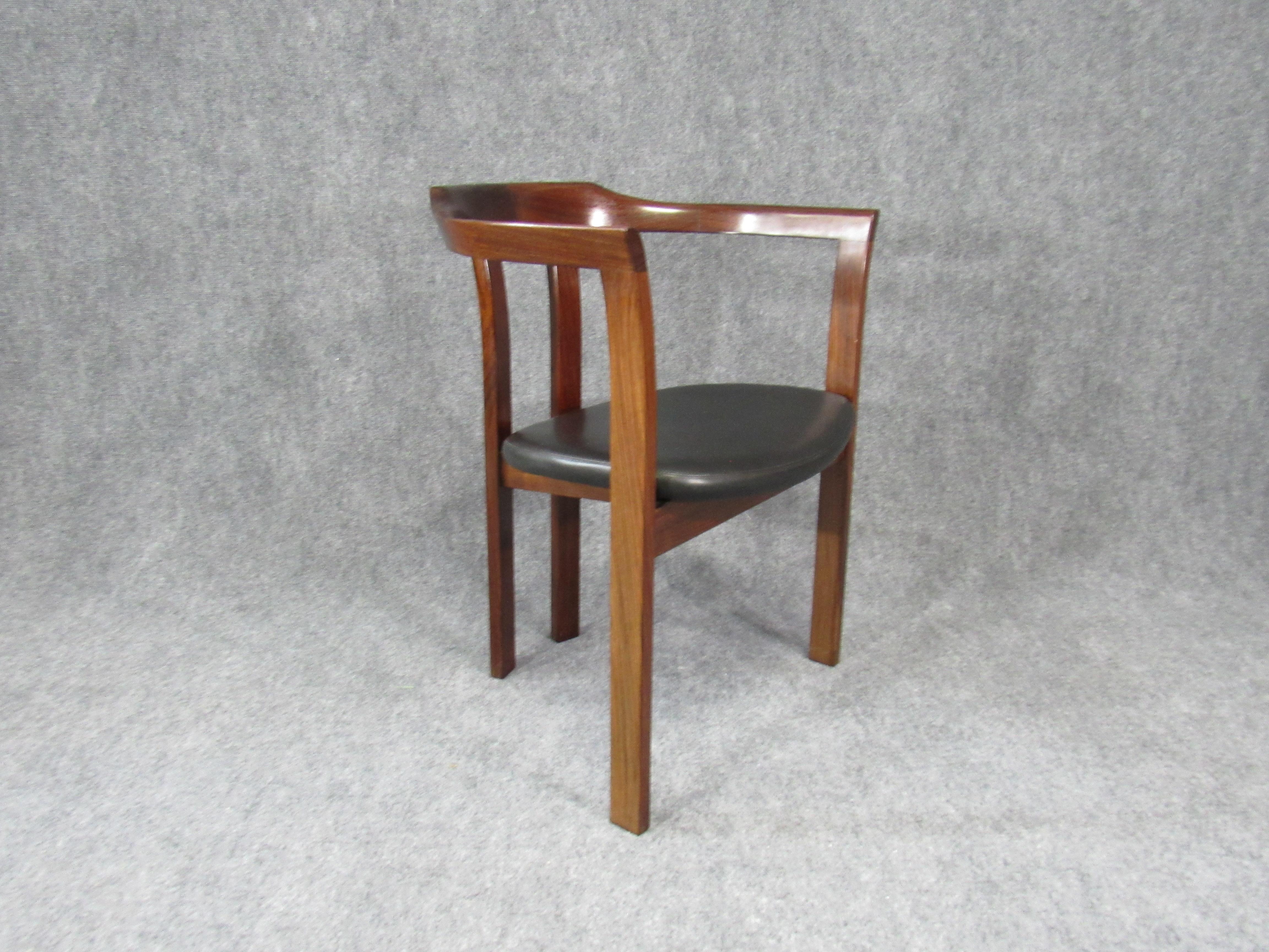 Late 20th Century Mid-Century Modern Solid Rosewood Armchair Chair