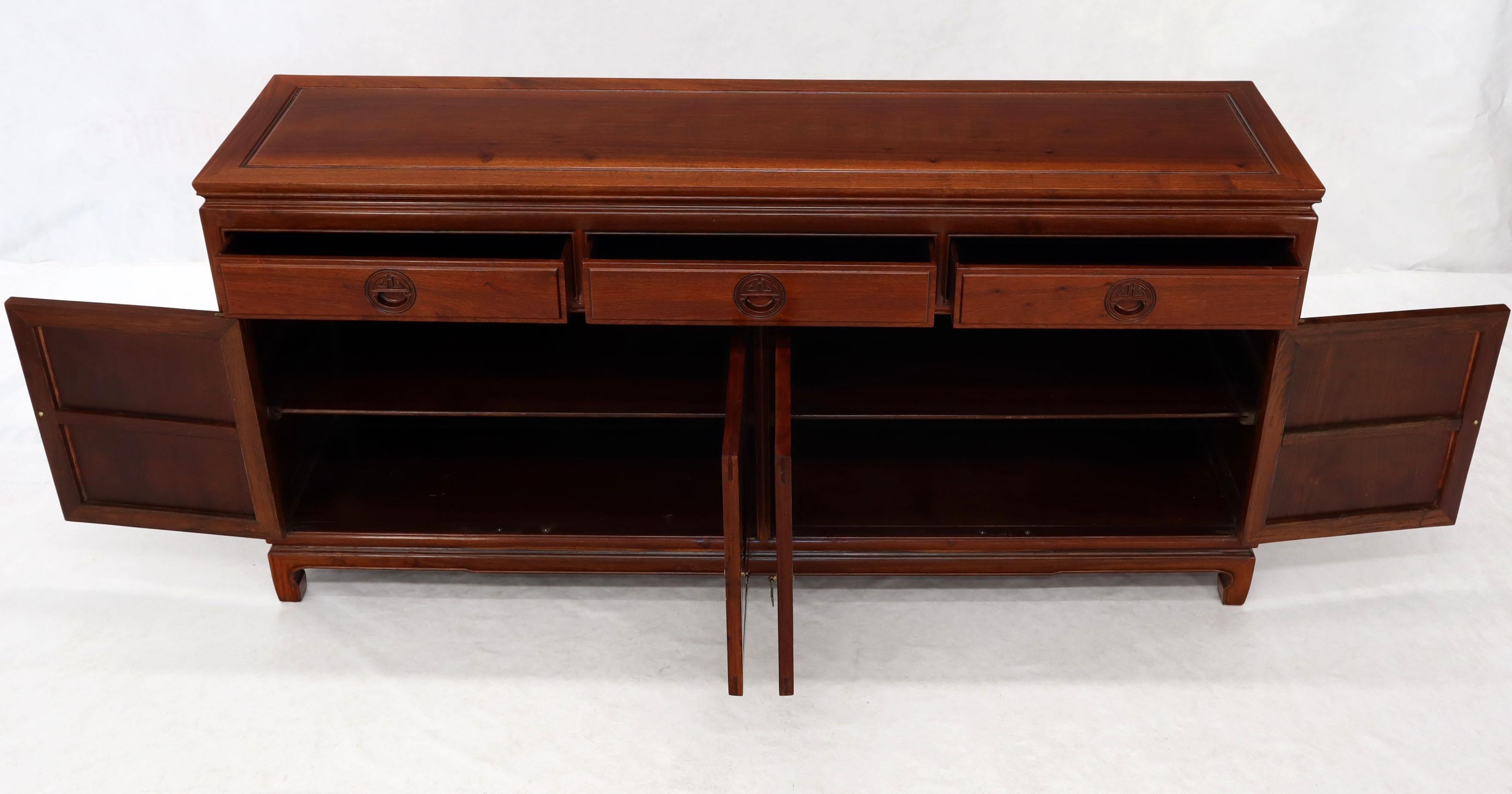 Mid-Century Modern Solid Rosewood Chinese Sideboard or Credenza 2