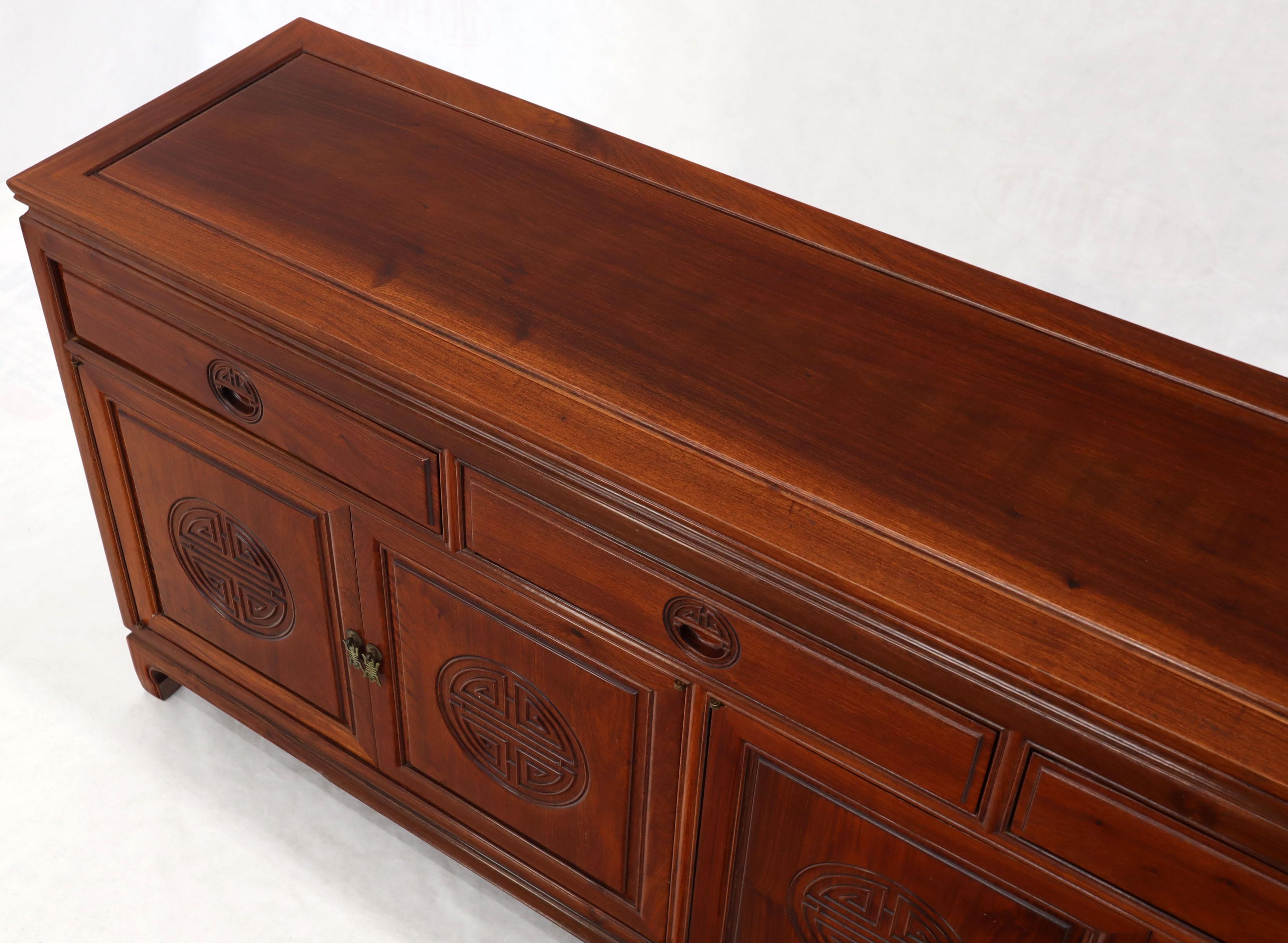Lacquered Mid-Century Modern Solid Rosewood Chinese Sideboard or Credenza
